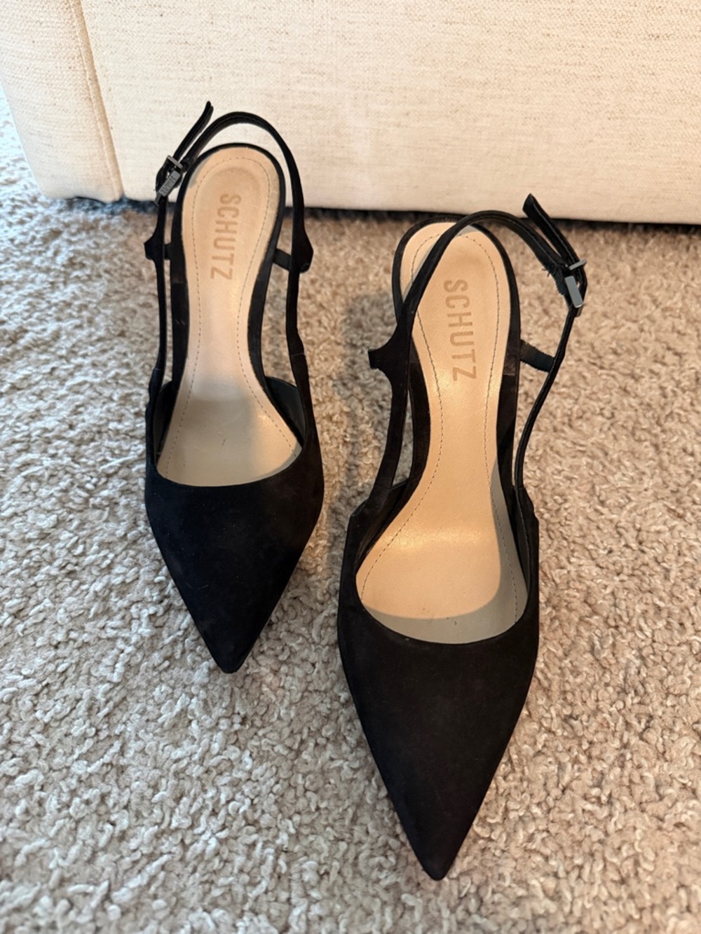 SCHUTZ Black Pointed Slingback Pumps